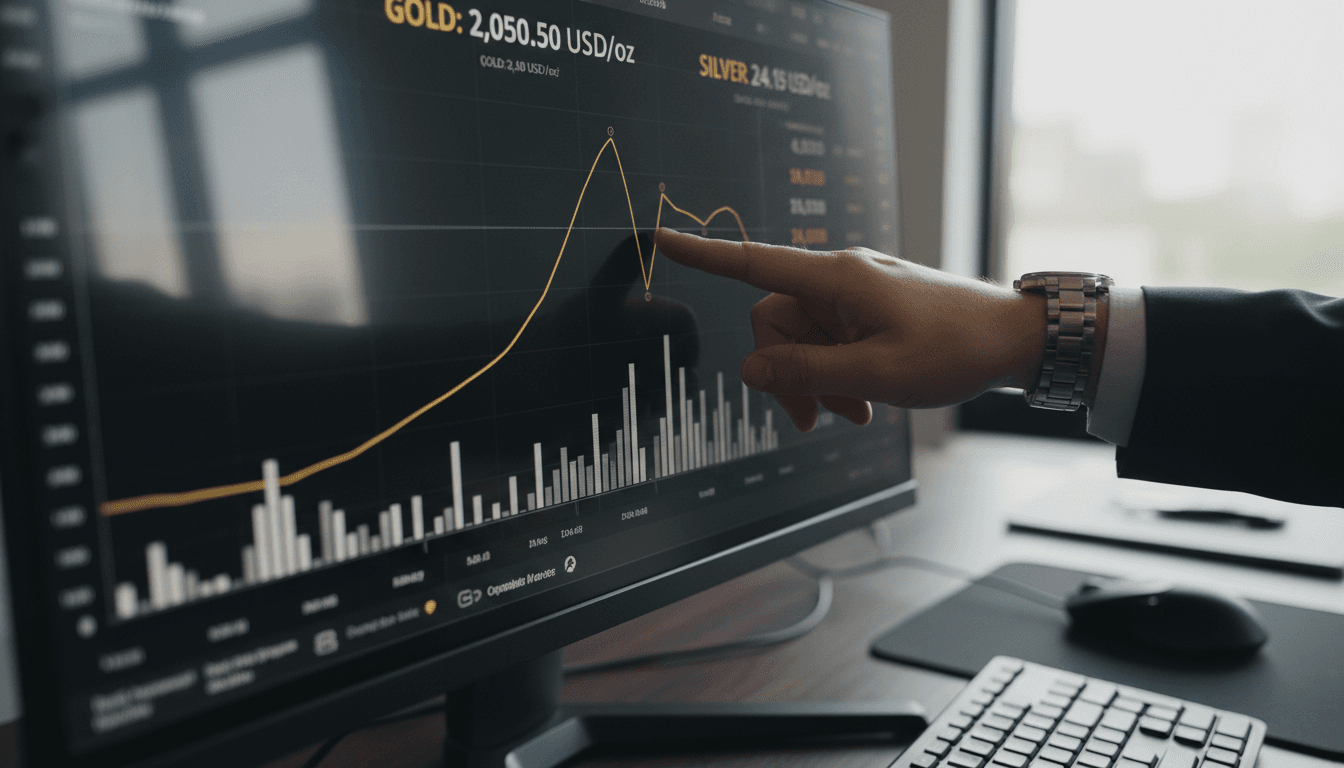 Real-time commodity price charts displayed on trading monitor